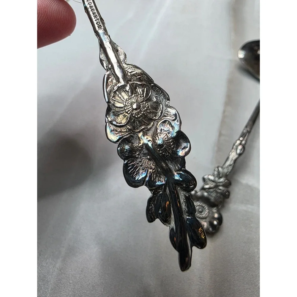 Reed & Barton Silverplate Floral Ladle and Leaf Spoon‎ Serving Set 2 Piece A6